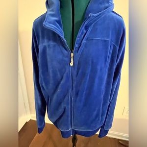 Juicy couture, bright blue velvet, hooded track jacket - XL